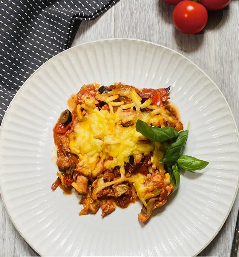 Chicken Pizza Bake meal from The Chicken Box